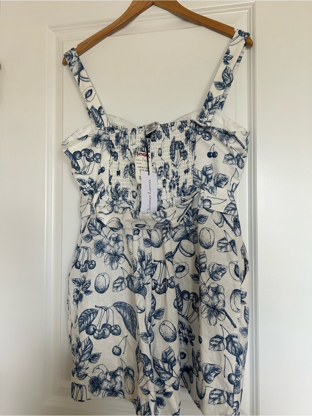 Christian Lacroix Cream and Blue Fruit-Print Jumpsuit - Picture 3 of 5